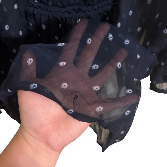 Abercrombie & Fitch‎ Y2K Sheer Blue Peasant Top Medium - Picture 5 of 6